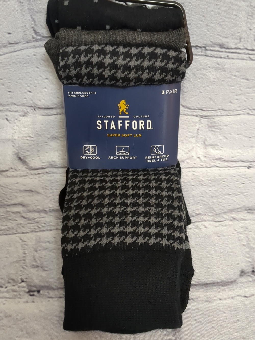 Stafford Men's 3-Pack Dress Socks - Black & Gray